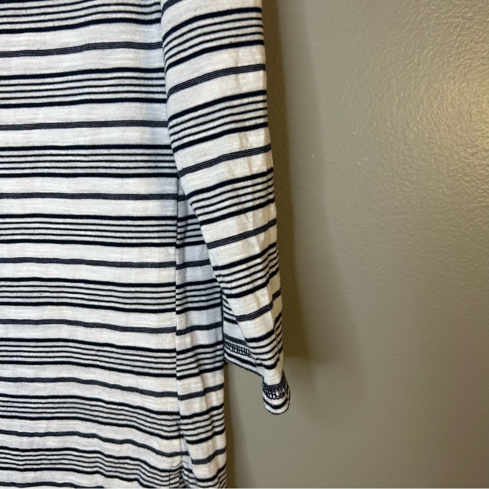 Michael Stars Black and White Striped 3/4 Sleeve Boatneck Top, One Size - Picture 4 of 6